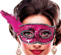 Venedig Augenmaske für Damen pink mit Pailletten