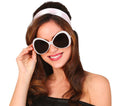 70er Jahre Brille für Damen weiß Oversize