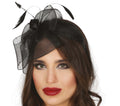 Fascinator Haarreif für Damen schwarz mit Rose