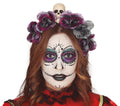Catrina Blumen Haarreif für Damen mit Totenkopf