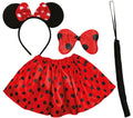 Maus Tutu Set für Mädchen rot schwarz 4 teilig