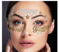 Silvester Glitzer Gesicht Sticker Neujahr