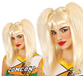 Cheerleader Perücke für Damen blond mit Zöpfen