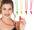 Trillerpfeife Kette für Erwachsene 80 cm Neon