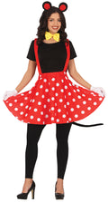 Maus Kostüm für Damen mit Haarreif rot