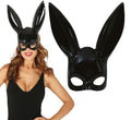 Hasen Maske für Damen schwarz mit langen Ohren