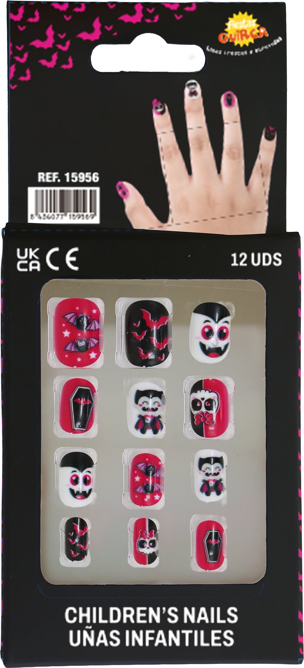 GP15954 – Halloween Fingernägel für Kinder selbstklebend – Farbe: Vampir
