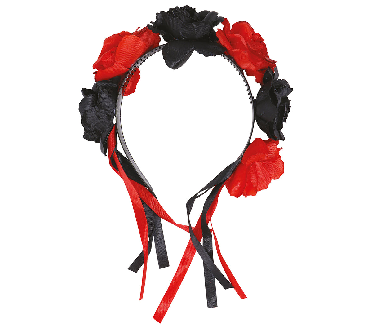 GP26458 – Blumen Haarreif für Damen rot schwarz Catrina – Farbe: Schwarz
