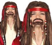 Piraten Perücke für Herren mit Kinnbart braun, Bild 1