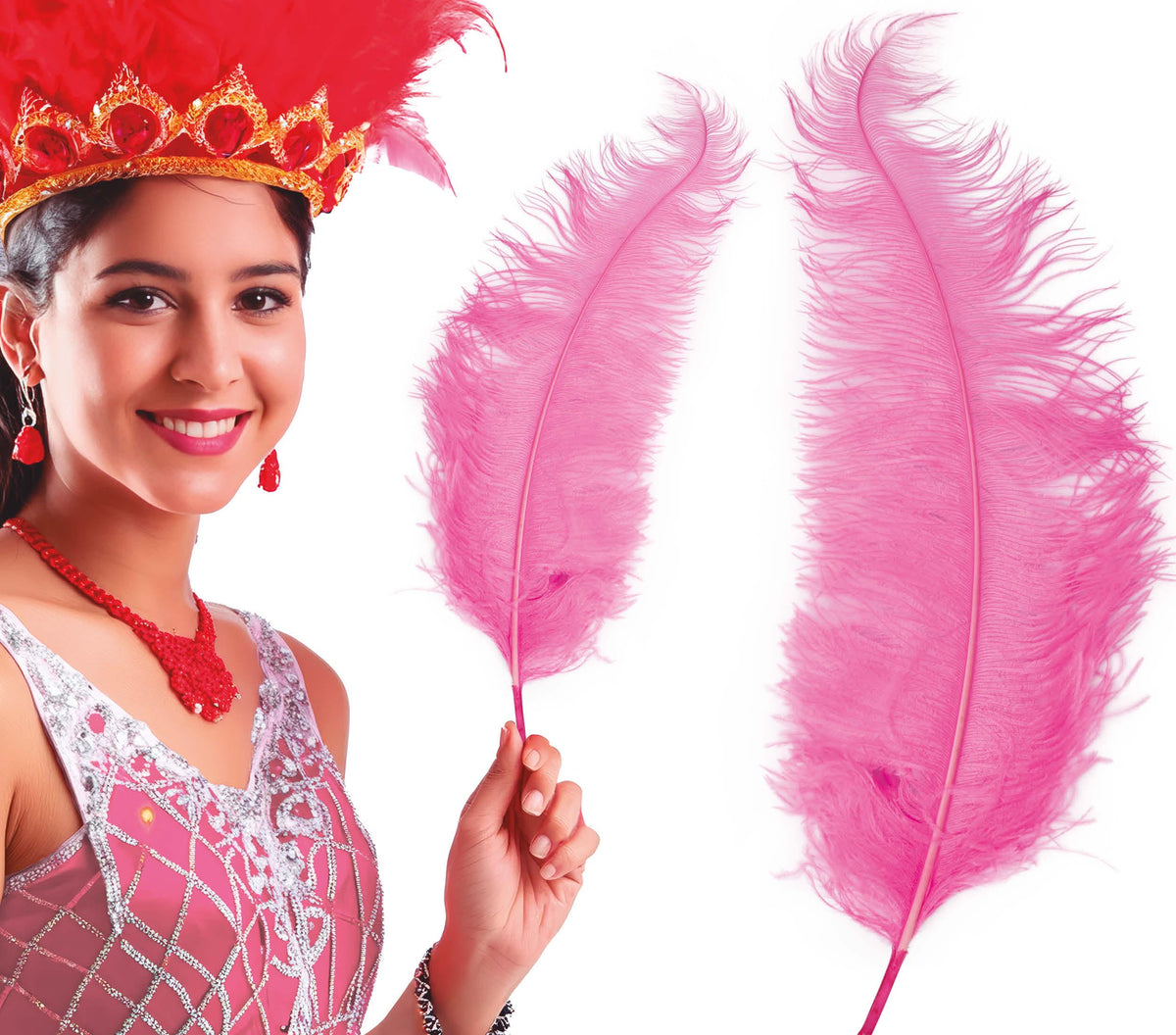 GP17672 – Riesen Straußenfedern für Erwachsene 45 bis 65 cm – Farbe: Pink