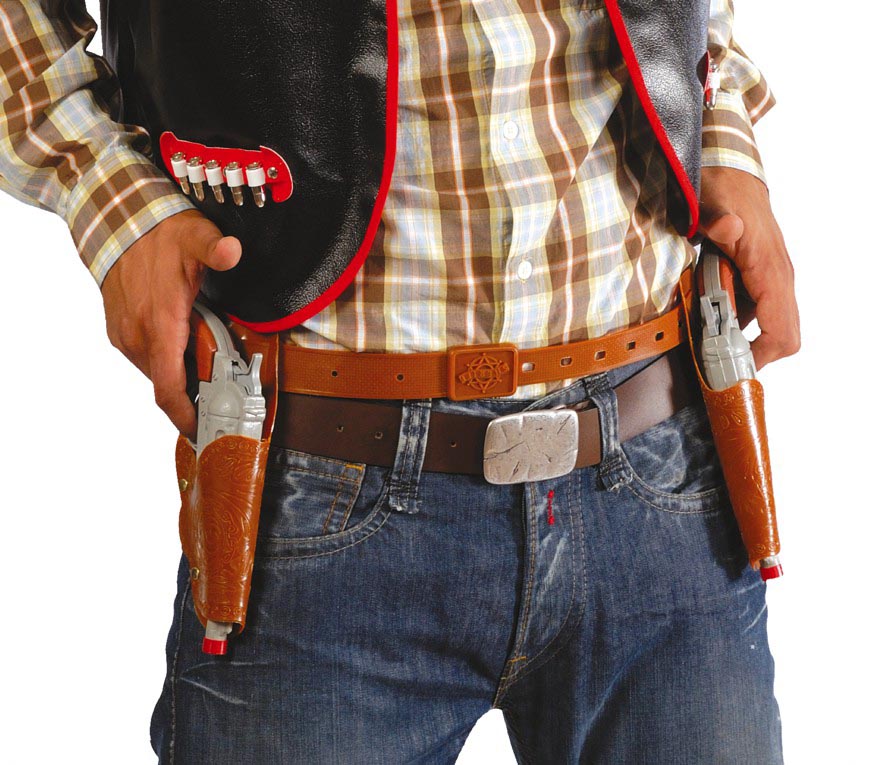 GP16505 – Cowboy Doppelholster für Erwachsene mit 2 Pistolen – Farbe: Braun