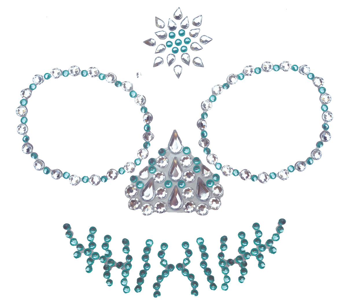 GP15807 – Totenkopf Gesichtsschmuck für Damen 13 x 15 cm – Farbe: Grün