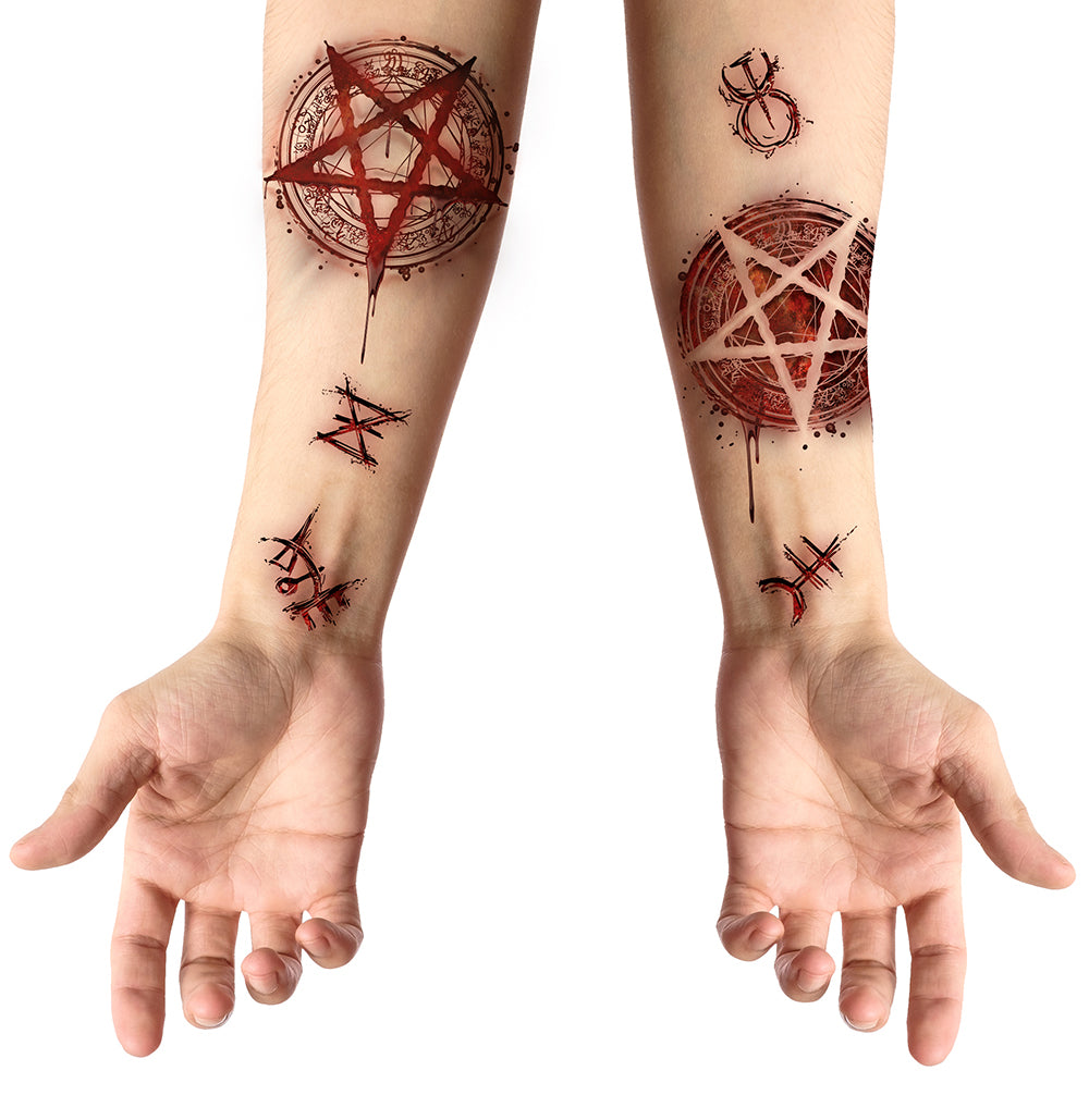 GP15708 – Horror Tattoos für Erwachsene 30 x 13 cm – Farbe: Satanistisch