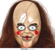 Horror Puppen Maske für Erwachsene mit Riss, Bild 1