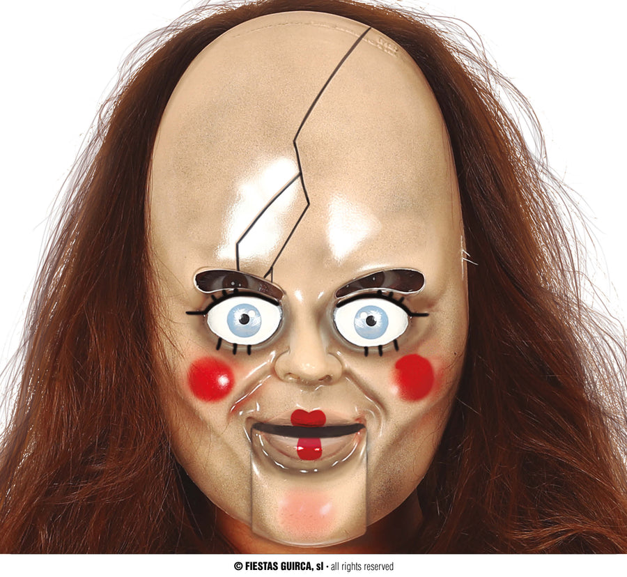 Horror Puppen Maske für Erwachsene mit Riss
