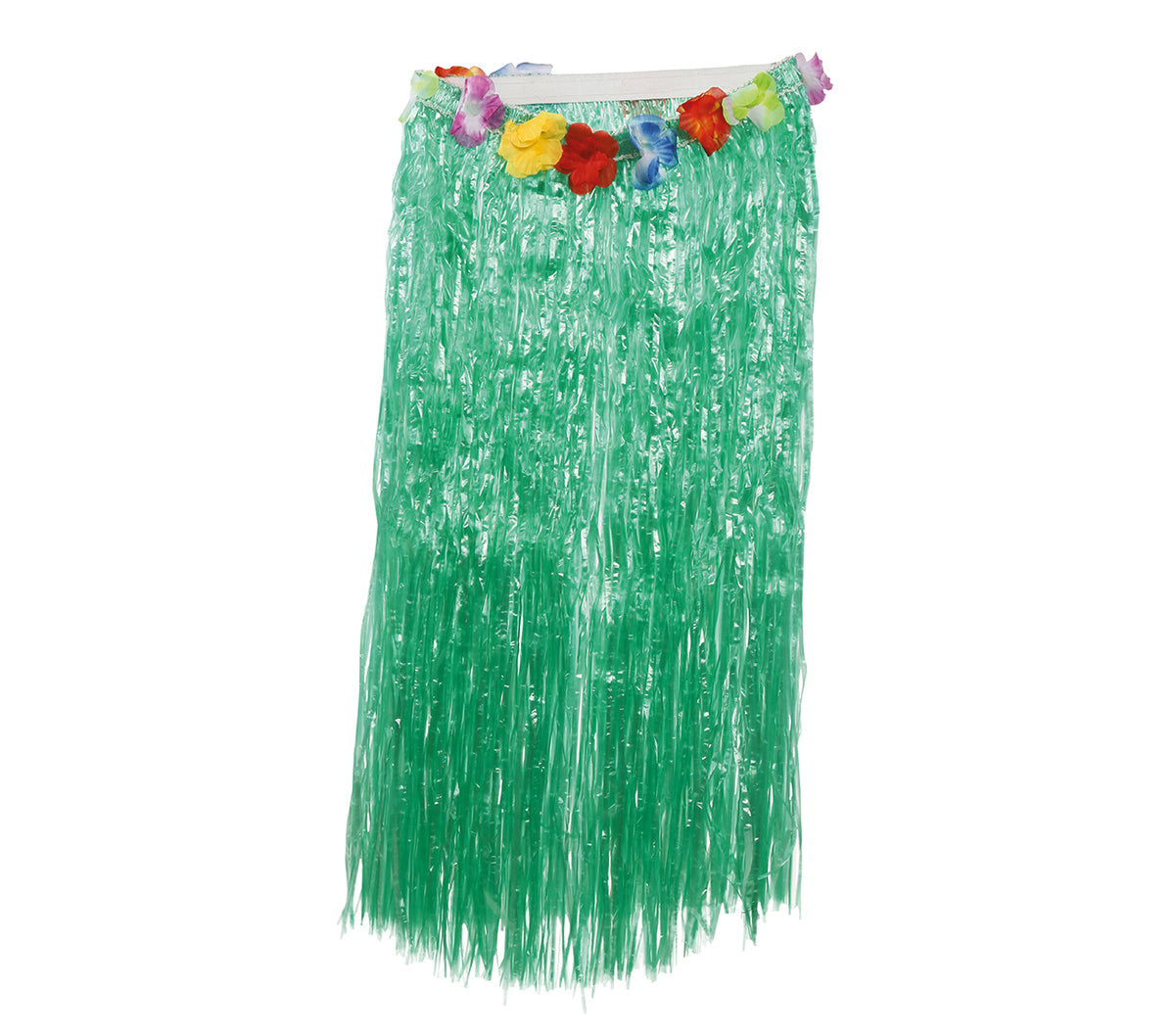 GP17637 – Langer Hawaii Rock für Damen 75 cm mit Blumen – Farbe: Grün
