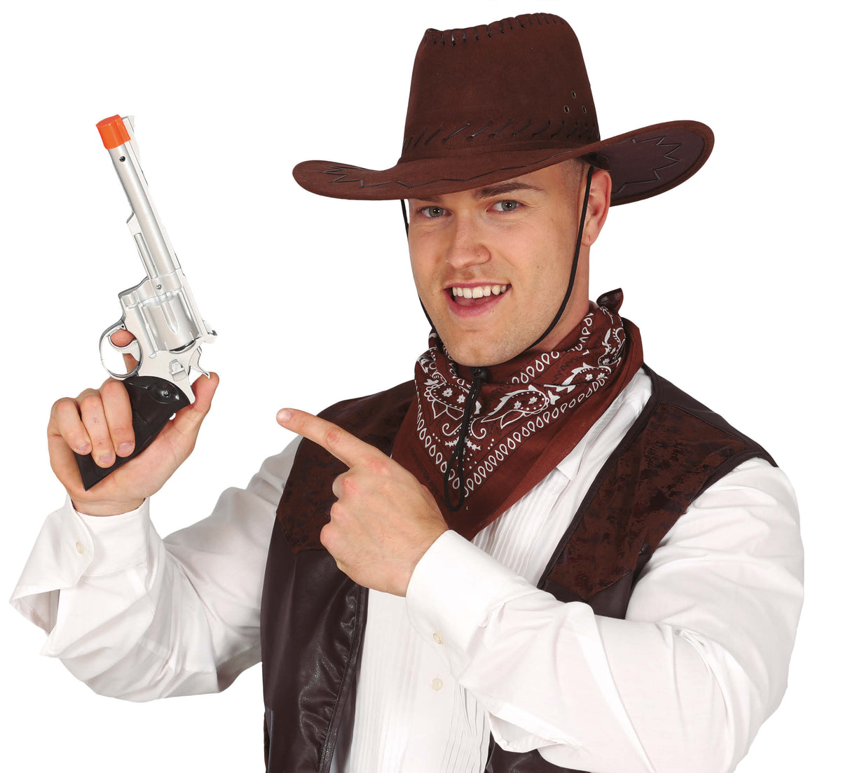GP18893 – Cowboy Pistole für Erwachsene silber 32 cm – Farbe: Silber