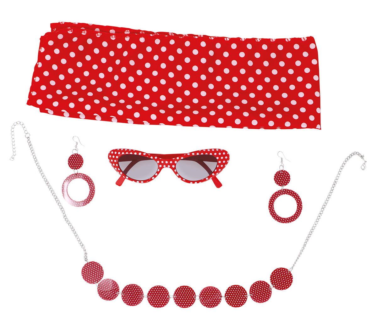 GP17929 – 50er Jahre Set für Damen rot mit Polka Dots – Farbe: Rot