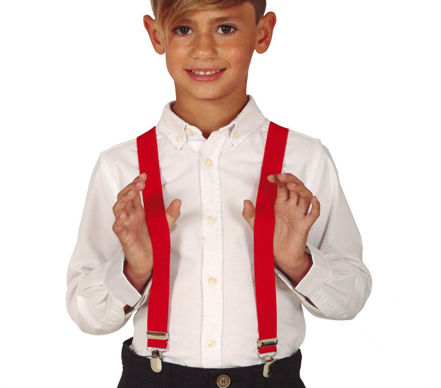 GP17884 – Hosenträger für Kinder mit Clips – Farbe: Rot