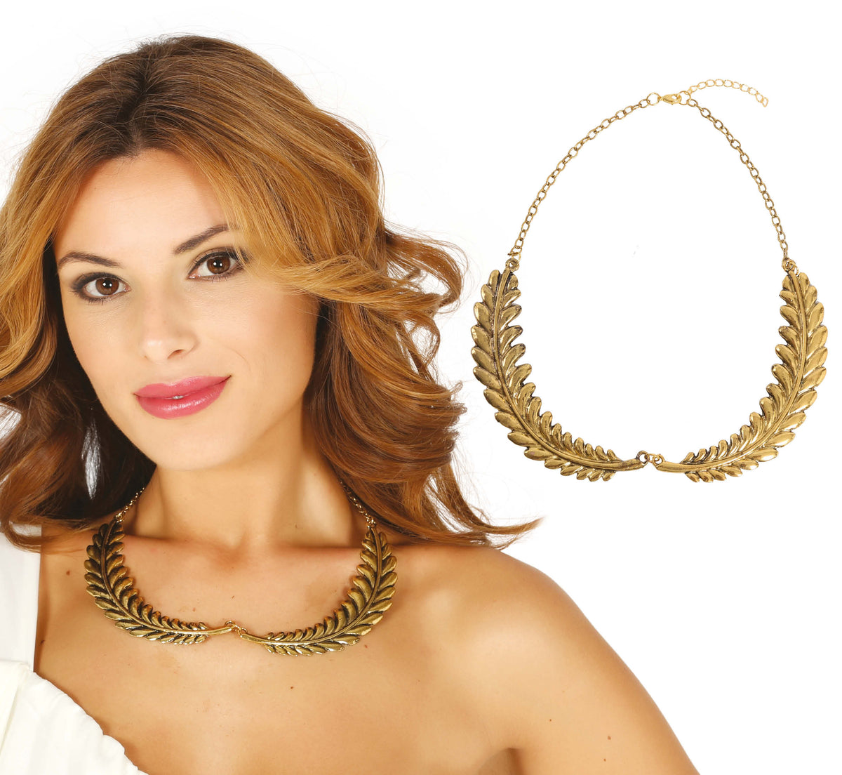 GP17587 – Römerin Halskette für Damen 22 cm Lorbeer – Farbe: Gold