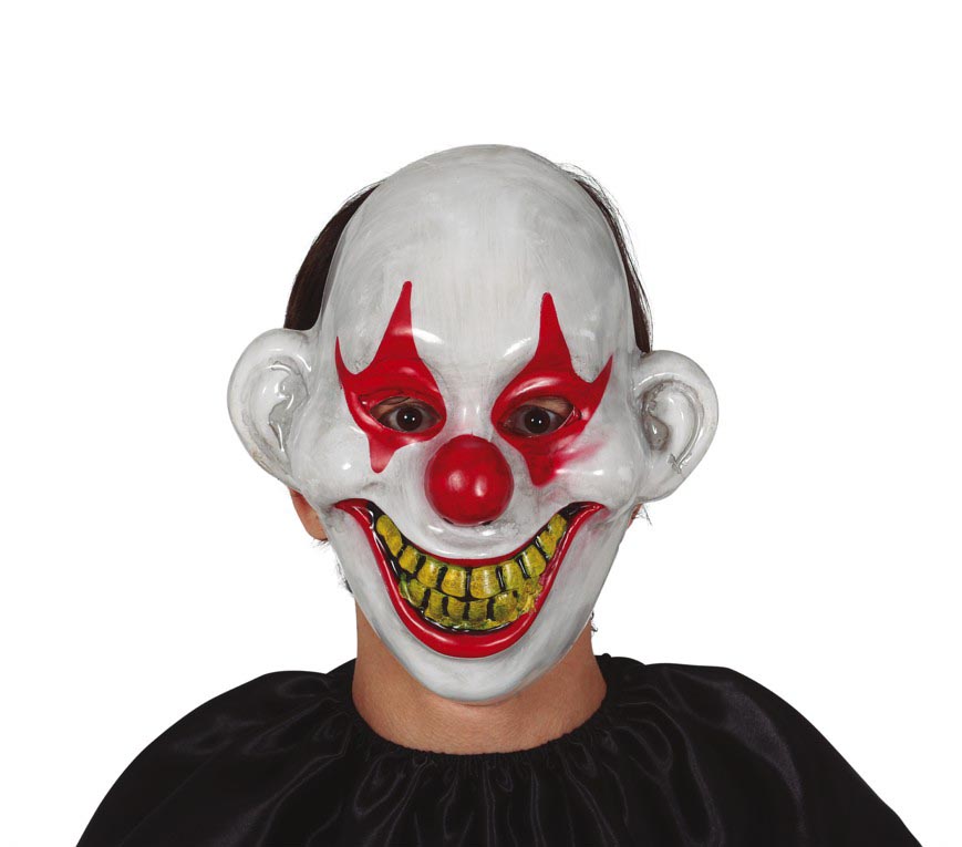 GP1151 – Clown Halloween Fratze Rot Weiß Grusel – Farbe: Weiß