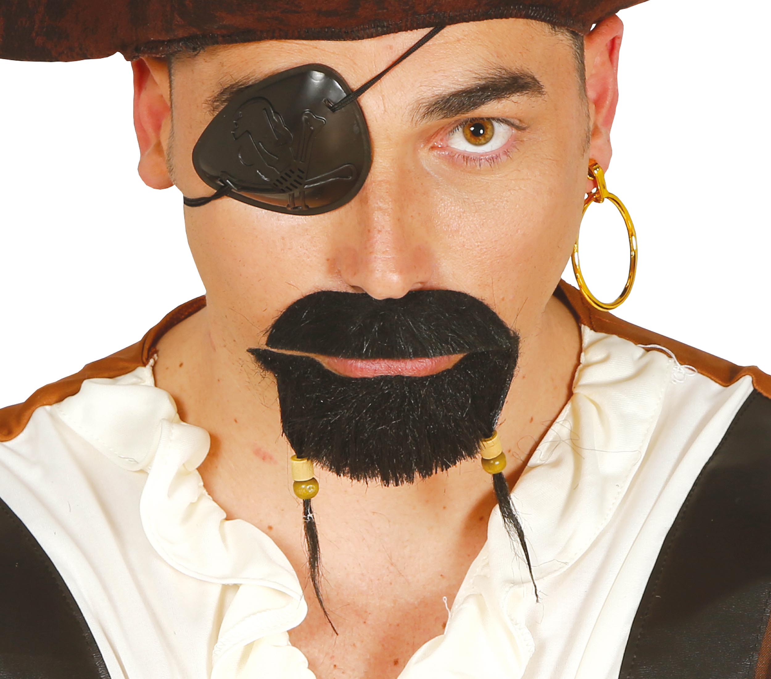 GP11524 – Pirat Schnurrbart Kinnbart Karneval – Farbe: Schwarz