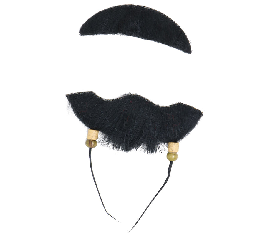 GP11524 – Pirat Schnurrbart Kinnbart Karneval – Farbe: Schwarz, Ansicht 2