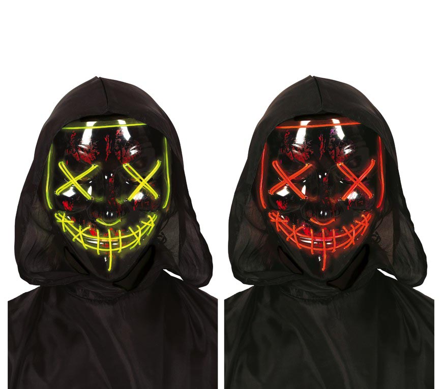 Leuchtmaske für Erwachsene mit Licht schwarz