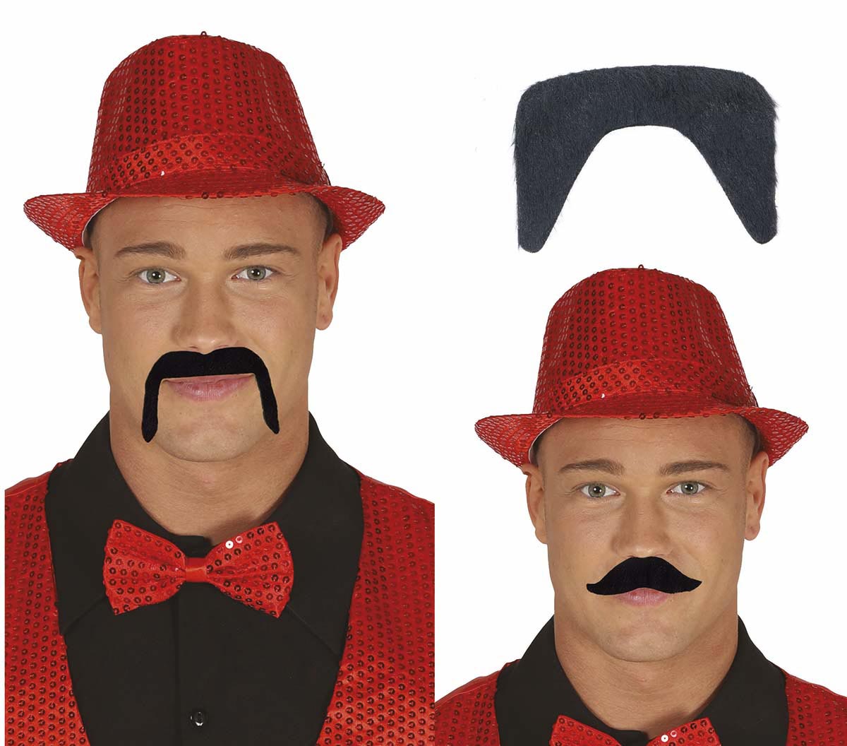 GP11900 – Cowboy Schnurrbart Set Karneval – Farbe: Schwarz