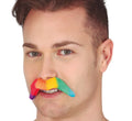 Regenbogen Schnurrbart für Herren 10 cm