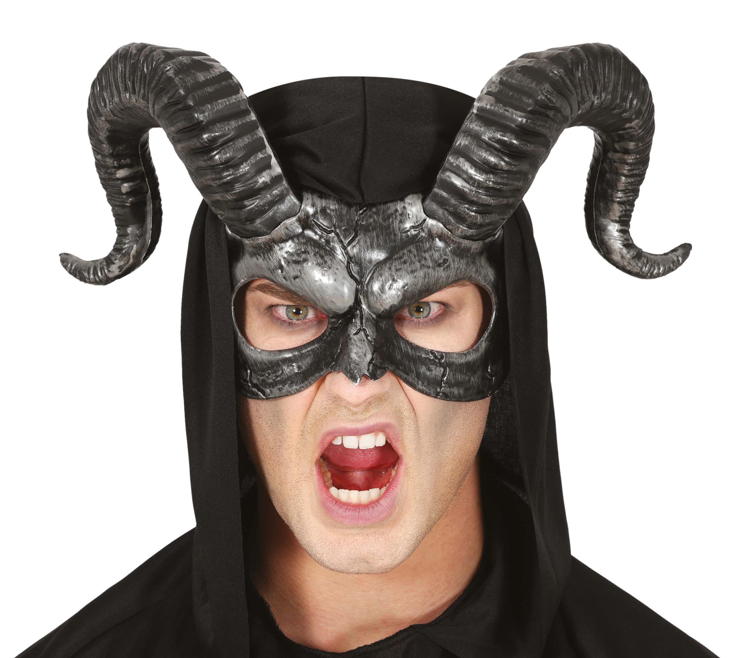 GP12009 – Halloween Dämonenmaske Mit Hörnern – Farbe: Schwarz