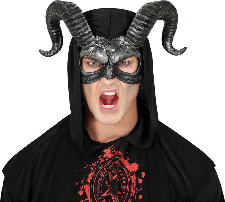 GP12009 – Halloween Dämonenmaske Mit Hörnern – Farbe: Schwarz, Ansicht 2