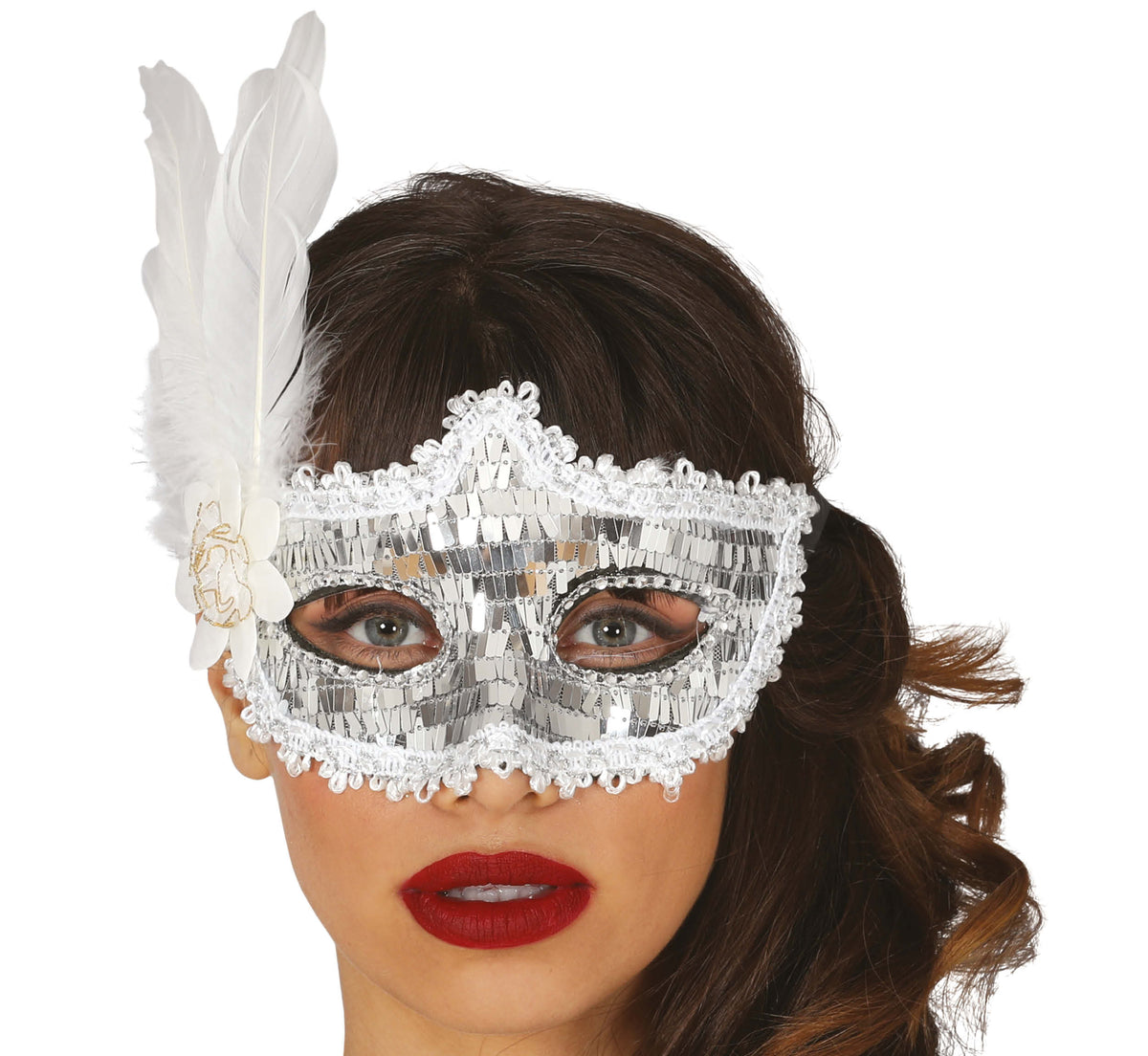 GP12021 – Karneval Venedig Marquisen Maske Edel – Farbe: Silber