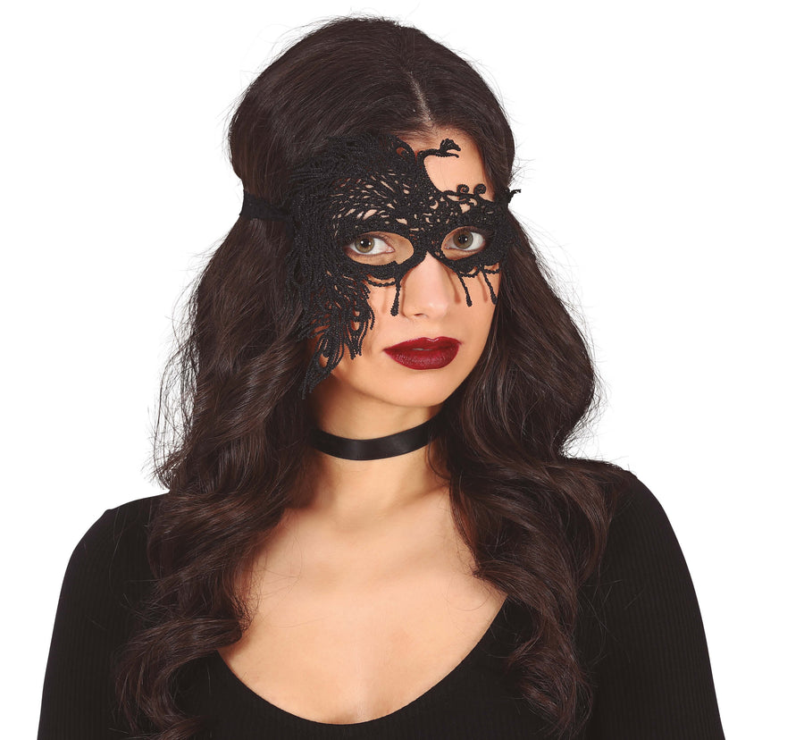 Venedig Augenmaske für Damen aus Spitze schwarz
