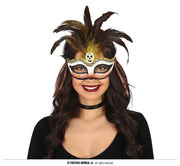Totenkopf Maske Federn Voodoo Karneval, Bild 1
