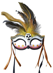 Totenkopf Maske Federn Voodoo Karneval, Bild 2
