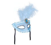 Venedig Augenmaske für Damen hellblau mit Federn, Bild 3