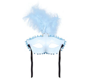 Venedig Augenmaske für Damen hellblau mit Federn, Bild 4
