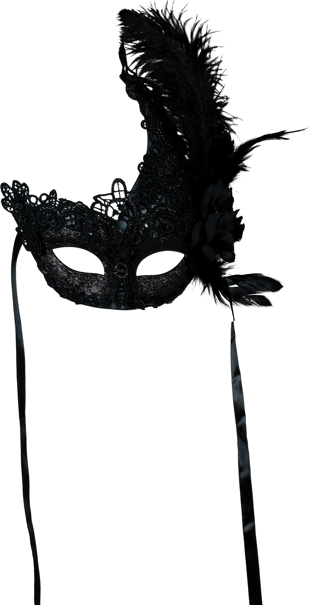 GP12079 – Halloween Venetianische Maske Federn – Farbe: Schwarz