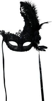 Federmaske für Erwachsene schwarz mit Rose, Bild 3