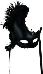 Federmaske für Erwachsene schwarz mit Rose, Bild 4
