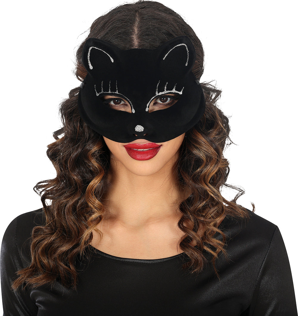 GP12080 – Katze Fledermaus Maske Halloween Tierische – Farbe: Schwarz