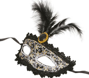 Venezianische Federmaske für Damen schwarz silber, Bild 3