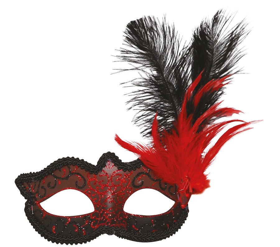 GP12918 – Karneval Venedig Maske Schwarz Rot – Farbe: Rot, Ansicht 2