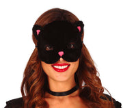 Katze Faschingsmaske Schwarz Rosa, Bild 1