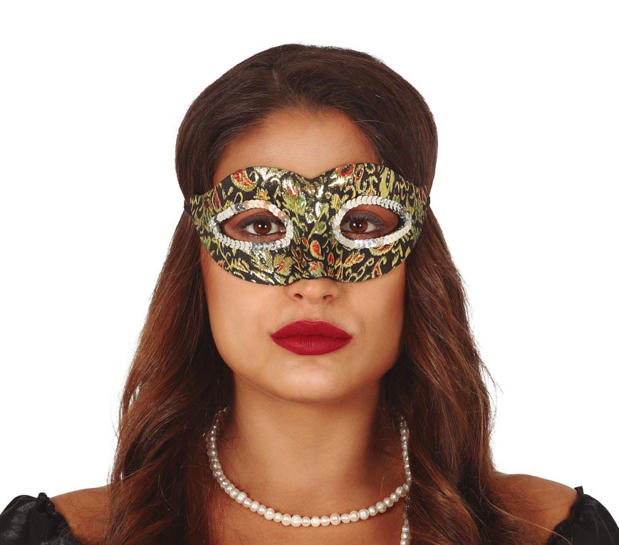 GP12938 – Karneval Venedig Maske Schwarz Gold – Farbe: Gold