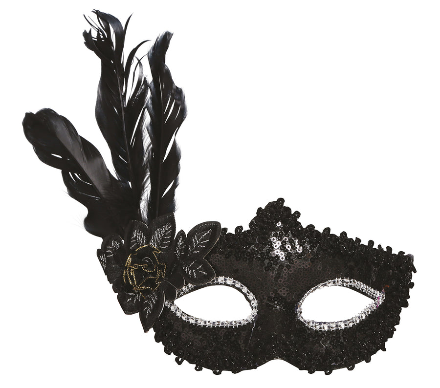 GP12942 – Karneval Venedig Elegante Maske – Farbe: Schwarz, Ansicht 2