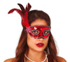 GP12943 – Karneval Venedig Maske Feder Blume – Farbe: Rot