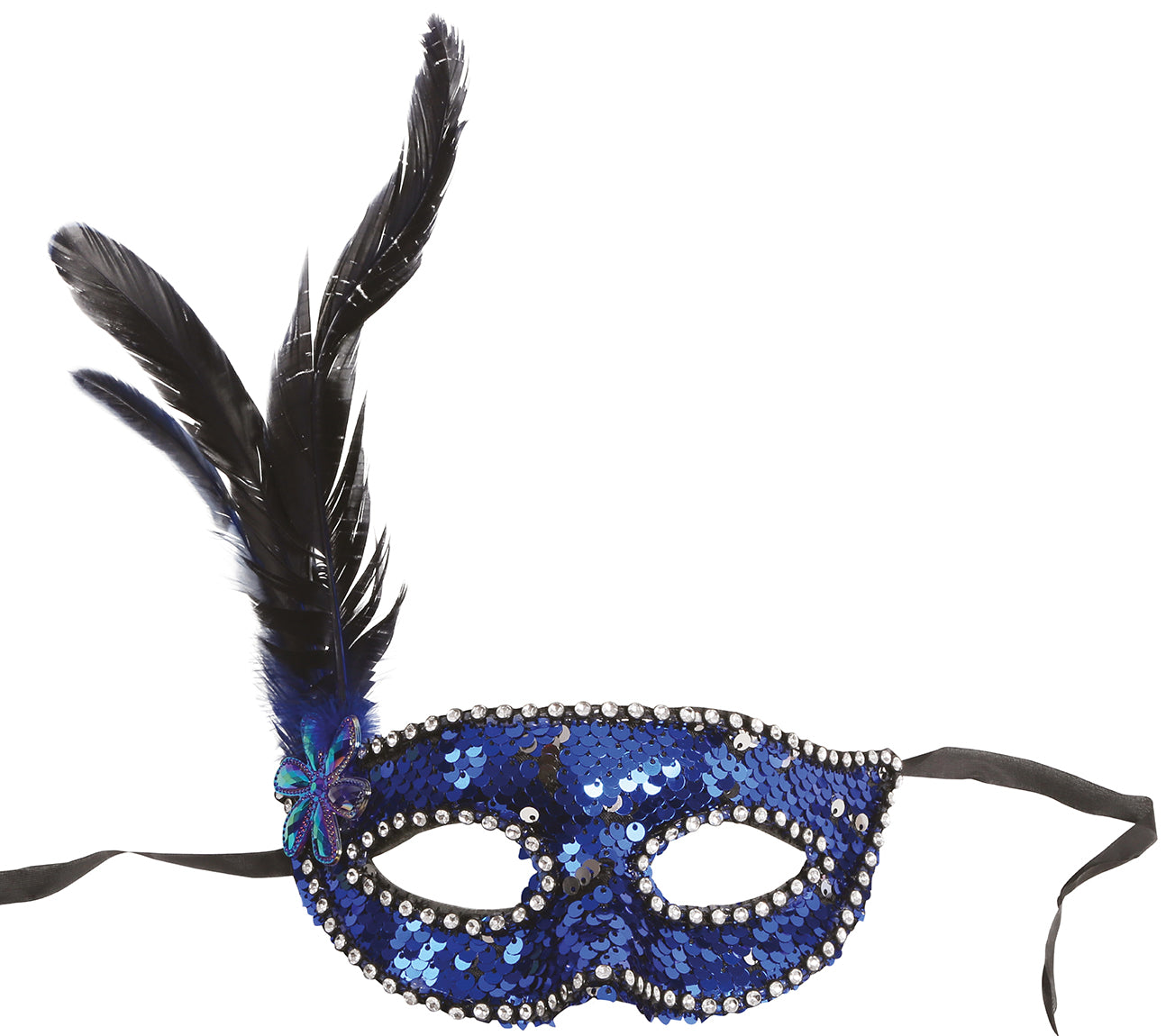 GP12943 – Karneval Venedig Maske Feder Blume – Farbe: Blau