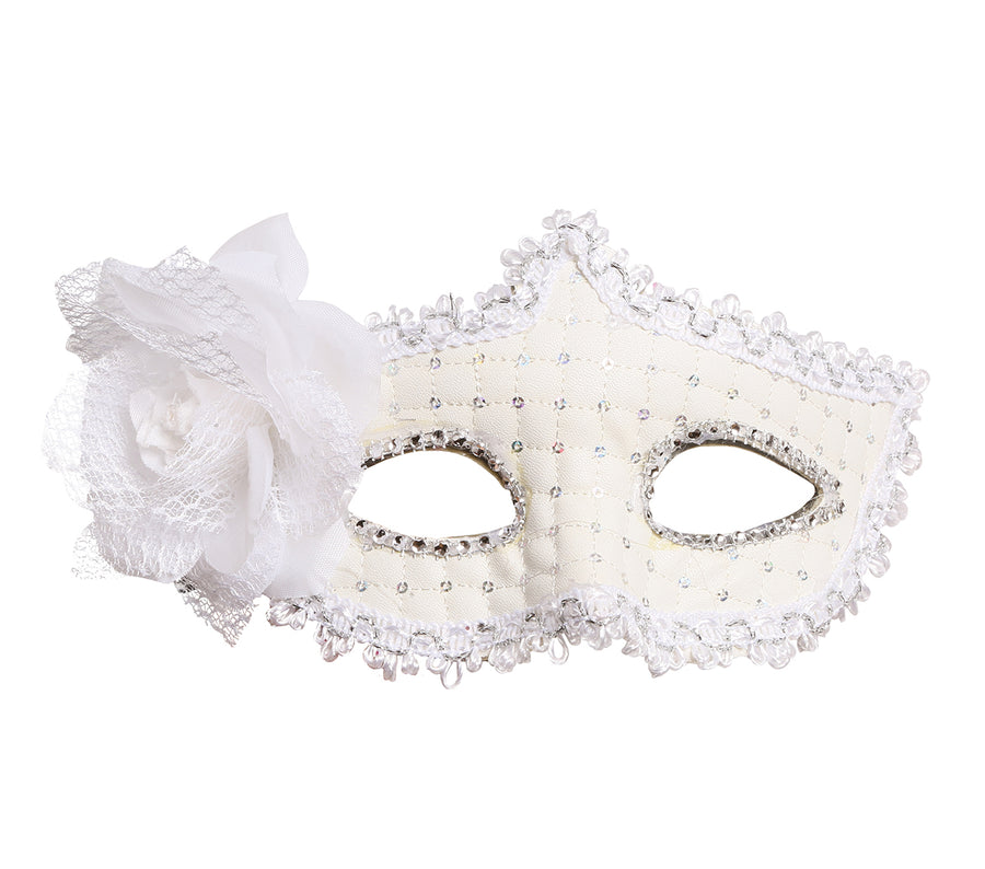 GP12945 – Marquisen Karneval Venedig Maske Blumen – Farbe: Weiß, Ansicht 2